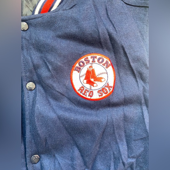 MLB Red Sox Blue and White Bomber Varsity Jacket, size Medium,55$ - Picture 2 of 3